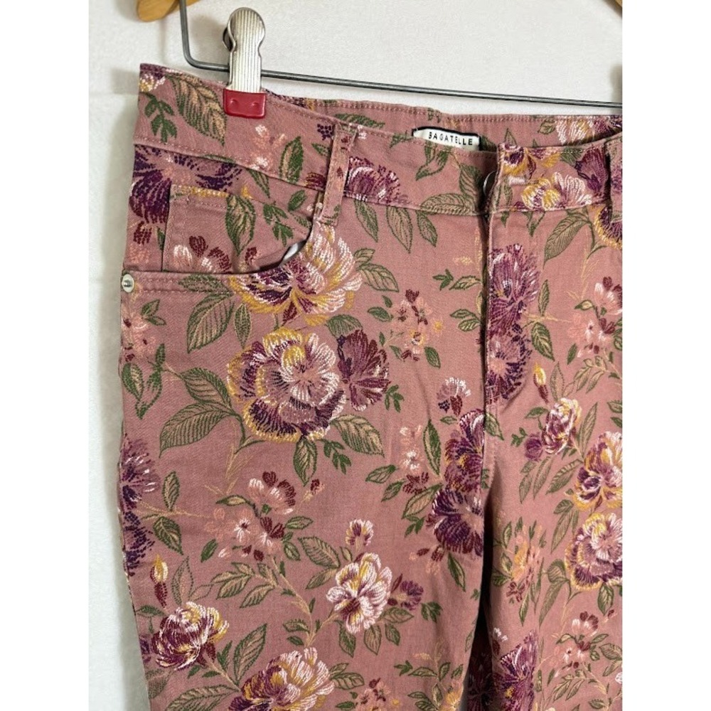 Bagatelle Collection NY Pants Womens 6 Pink Floral Whimsy Straight Leg Stretch